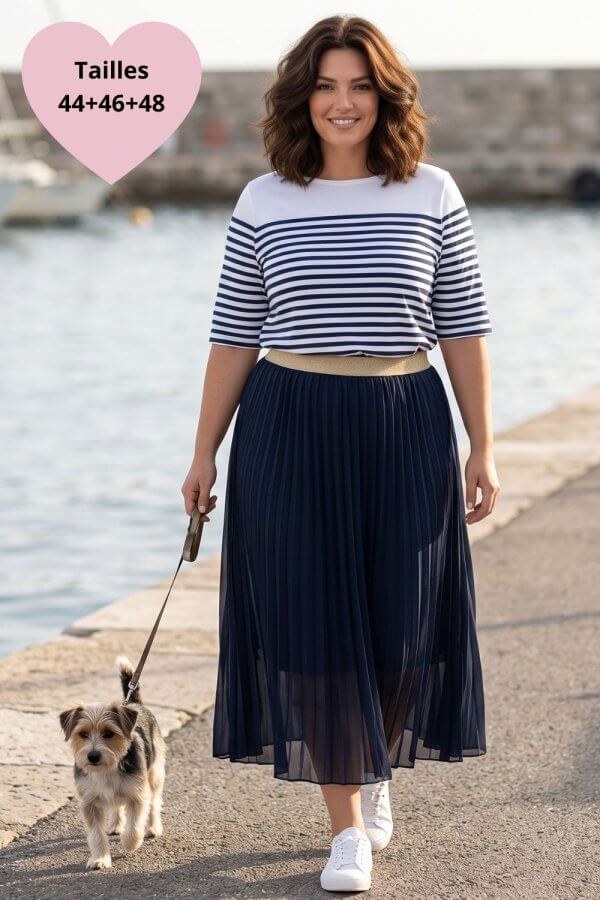 Top femme grande taille marinière blanc cassé marine encolure bateau – Jolie Re'belle Couzeix