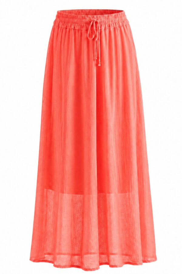 Jupe longue femme voile coton corail taille élastiquée – Jolie Re'belle Couzeix